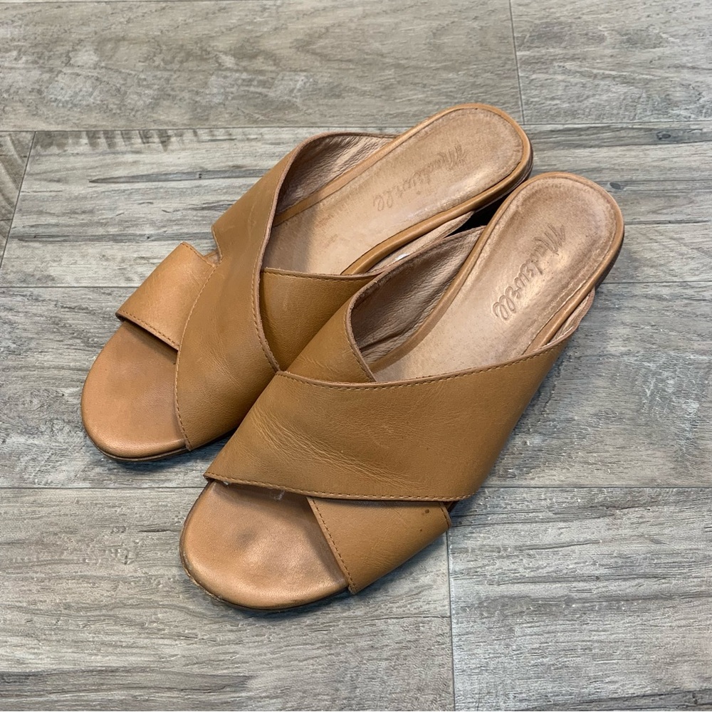 Madewell Ruthie Leather Criss Cross Slip On Mules - Picture 1 of 13